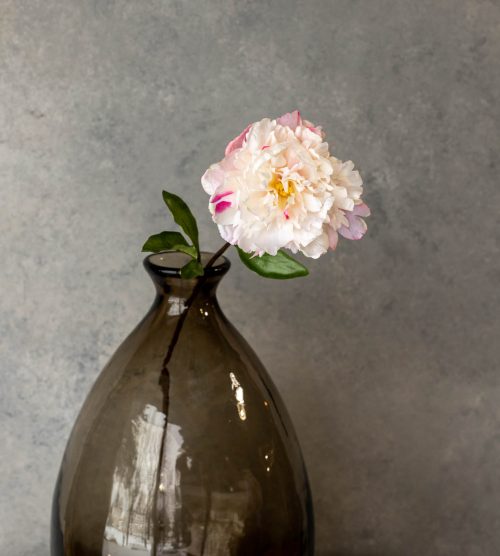 Real Touch White/Pink Artificial Peony